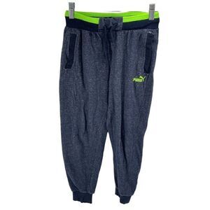 Puma Boys Jogger Sweatpants Pull On Active Pocket Blue Green Size Medium 10/12